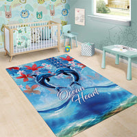 Hawaiian Dolphin Love Couple - Ocean Heart Area Rug LT03 - Polynesian Pride