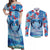 Hawaiian Dolphin Love Couple - Ocean Heart Couples Matching Off Shoulder Maxi Dress and Long Sleeve Button Shirt