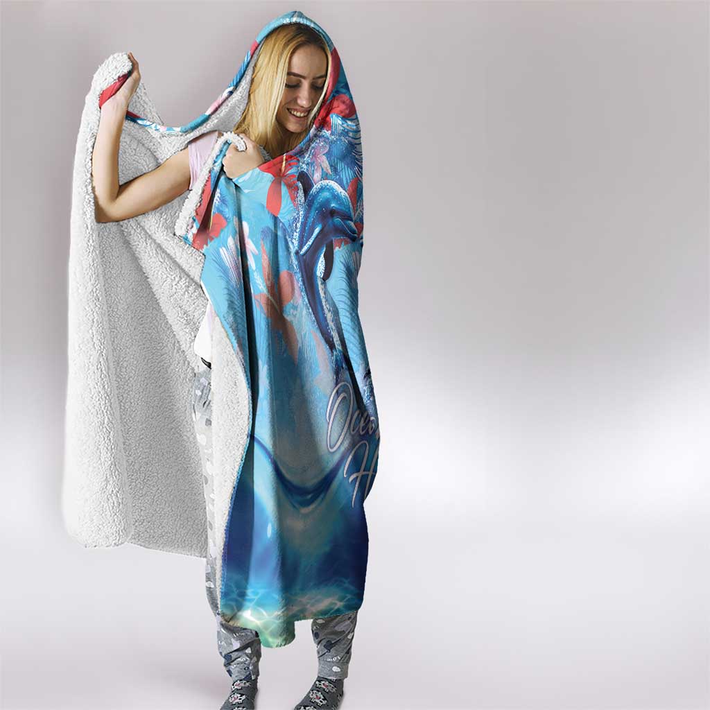 Hawaiian Dolphin Love Couple - Ocean Heart Hooded Blanket LT03 - Polynesian Pride