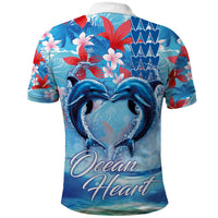 Hawaiian Dolphin Love Couple - Ocean Heart Polo Shirt LT03 - Polynesian Pride
