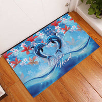 Hawaiian Dolphin Love Couple - Ocean Heart Rubber Doormat LT03 - Polynesian Pride