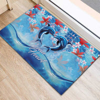 Hawaiian Dolphin Love Couple - Ocean Heart Rubber Doormat LT03 - Polynesian Pride