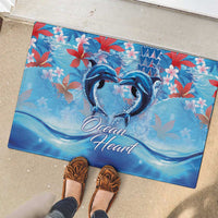 Hawaiian Dolphin Love Couple - Ocean Heart Rubber Doormat LT03 - Polynesian Pride