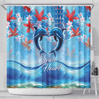 Hawaiian Dolphin Love Couple - Ocean Heart Shower Curtain LT03 - Polynesian Pride
