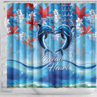 Hawaiian Dolphin Love Couple - Ocean Heart Shower Curtain LT03 - Polynesian Pride