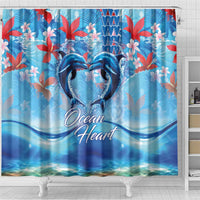 Hawaiian Dolphin Love Couple - Ocean Heart Shower Curtain LT03 - Polynesian Pride