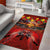 Hawaiian Turtle Love Couple Area Rug Ocean Serenade - Honu Honi Ihu with Hibiscus and Romantic Sunset Red Color