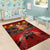 Hawaiian Turtle Love Couple Area Rug Ocean Serenade - Honu Honi Ihu with Hibiscus and Romantic Sunset Red Color