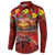 Hawaiian Turtle Love Couple Button Sweatshirt Ocean Serenade - Honu Honi Ihu with Hibiscus and Romantic Sunset Red Color