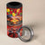 Hawaiian Turtle Love Couple 4 in 1 Can Cooler Tumbler Ocean Serenade - Honu Honi Ihu with Hibiscus and Romantic Sunset Red Color