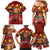 Hawaiian Turtle Love Couple Family Matching Mermaid Dress and Hawaiian Shirt Ocean Serenade - Honu Honi Ihu with Hibiscus and Romantic Sunset Red Color