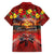 Hawaiian Turtle Love Couple Family Matching Puletasi and Hawaiian Shirt Ocean Serenade - Honu Honi Ihu with Hibiscus and Romantic Sunset Red Color