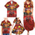 Hawaiian Turtle Love Couple Family Matching Summer Maxi Dress and Hawaiian Shirt Ocean Serenade - Honu Honi Ihu with Hibiscus and Romantic Sunset Red Color