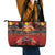 Hawaiian Turtle Love Couple Leather Tote Bag Ocean Serenade - Honu Honi Ihu with Hibiscus and Romantic Sunset Red Color