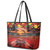 Hawaiian Turtle Love Couple Leather Tote Bag Ocean Serenade - Honu Honi Ihu with Hibiscus and Romantic Sunset Red Color