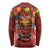 Hawaiian Turtle Love Couple Long Sleeve Shirt Ocean Serenade - Honu Honi Ihu with Hibiscus and Romantic Sunset Red Color