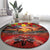 Hawaiian Turtle Love Couple Round Carpet Ocean Serenade - Honu Honi Ihu with Hibiscus and Romantic Sunset Red Color