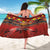 Hawaiian Turtle Love Couple Sarong Ocean Serenade - Honu Honi Ihu with Hibiscus and Romantic Sunset Red Color