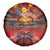 Hawaiian Turtle Love Couple Spare Tire Cover Ocean Serenade - Honu Honi Ihu with Hibiscus and Romantic Sunset Red Color