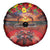 Hawaiian Turtle Love Couple Spare Tire Cover Ocean Serenade - Honu Honi Ihu with Hibiscus and Romantic Sunset Red Color