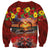 Hawaiian Turtle Love Couple Sweatshirt Ocean Serenade - Honu Honi Ihu with Hibiscus and Romantic Sunset Red Color