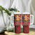 Hawaiian Turtle Love Couple Tumbler With Handle Ocean Serenade - Honu Honi Ihu with Hibiscus and Romantic Sunset Red Color