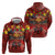 Hawaiian Turtle Love Couple Zip Hoodie Ocean Serenade - Honu Honi Ihu with Hibiscus and Romantic Sunset Red Color