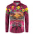 Hawaiian Turtle Love Couple Button Sweatshirt Ocean Serenade - Honu Honi Ihu with Hibiscus and Romantic Sunset Pink Color