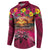 Hawaiian Turtle Love Couple Button Sweatshirt Ocean Serenade - Honu Honi Ihu with Hibiscus and Romantic Sunset Pink Color