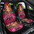 Hawaiian Turtle Love Couple Car Seat Cover Ocean Serenade - Honu Honi Ihu with Hibiscus and Romantic Sunset Pink Color