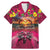 Hawaiian Turtle Love Couple Family Matching Mermaid Dress and Hawaiian Shirt Ocean Serenade - Honu Honi Ihu with Hibiscus and Romantic Sunset Pink Color