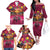 Hawaiian Turtle Love Couple Family Matching Off The Shoulder Long Sleeve Dress and Hawaiian Shirt Ocean Serenade - Honu Honi Ihu with Hibiscus and Romantic Sunset Pink Color