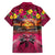 Hawaiian Turtle Love Couple Family Matching Off Shoulder Maxi Dress and Hawaiian Shirt Ocean Serenade - Honu Honi Ihu with Hibiscus and Romantic Sunset Pink Color