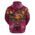 Hawaiian Turtle Love Couple Hoodie Ocean Serenade - Honu Honi Ihu with Hibiscus and Romantic Sunset Pink Color