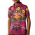 Hawaiian Turtle Love Couple Kid Polo Shirt Ocean Serenade - Honu Honi Ihu with Hibiscus and Romantic Sunset Pink Color