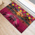 Hawaiian Turtle Love Couple Rubber Doormat Ocean Serenade - Honu Honi Ihu with Hibiscus and Romantic Sunset Pink Color