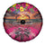 Hawaiian Turtle Love Couple Spare Tire Cover Ocean Serenade - Honu Honi Ihu with Hibiscus and Romantic Sunset Pink Color