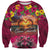 Hawaiian Turtle Love Couple Sweatshirt Ocean Serenade - Honu Honi Ihu with Hibiscus and Romantic Sunset Pink Color