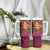 Hawaiian Turtle Love Couple Tumbler With Handle Ocean Serenade - Honu Honi Ihu with Hibiscus and Romantic Sunset Pink Color