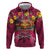 Hawaiian Turtle Love Couple Zip Hoodie Ocean Serenade - Honu Honi Ihu with Hibiscus and Romantic Sunset Pink Color