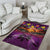 Hawaiian Turtle Love Couple Area Rug Ocean Serenade - Honu Honi Ihu with Hibiscus and Romantic Sunset Purple Color