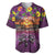 Hawaiian Turtle Love Couple Baseball Jersey Ocean Serenade - Honu Honi Ihu with Hibiscus and Romantic Sunset Purple Color