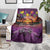 Hawaiian Turtle Love Couple Blanket Ocean Serenade - Honu Honi Ihu with Hibiscus and Romantic Sunset Purple Color