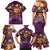 Hawaiian Turtle Love Couple Family Matching Mermaid Dress and Hawaiian Shirt Ocean Serenade - Honu Honi Ihu with Hibiscus and Romantic Sunset Purple Color