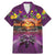 Hawaiian Turtle Love Couple Family Matching Mermaid Dress and Hawaiian Shirt Ocean Serenade - Honu Honi Ihu with Hibiscus and Romantic Sunset Purple Color