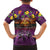 Hawaiian Turtle Love Couple Family Matching Off The Shoulder Long Sleeve Dress and Hawaiian Shirt Ocean Serenade - Honu Honi Ihu with Hibiscus and Romantic Sunset Purple Color