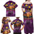 Hawaiian Turtle Love Couple Family Matching Off Shoulder Maxi Dress and Hawaiian Shirt Ocean Serenade - Honu Honi Ihu with Hibiscus and Romantic Sunset Purple Color