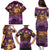 Hawaiian Turtle Love Couple Family Matching Puletasi and Hawaiian Shirt Ocean Serenade - Honu Honi Ihu with Hibiscus and Romantic Sunset Purple Color