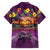 Hawaiian Turtle Love Couple Family Matching Puletasi and Hawaiian Shirt Ocean Serenade - Honu Honi Ihu with Hibiscus and Romantic Sunset Purple Color