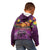 Hawaiian Turtle Love Couple Kid Hoodie Ocean Serenade - Honu Honi Ihu with Hibiscus and Romantic Sunset Purple Color